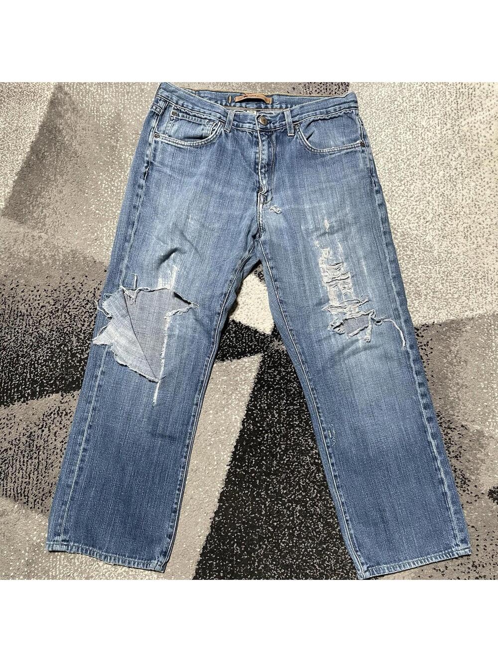 Agave Denim Size 34 Damaged Torn Blue Jeans - Waterman - Handcrafted In Cali